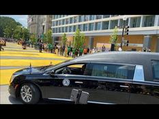 USA: John Lewis funeral convoy crosses Black Lives Matter Plaza in Washington