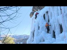 Ice climbing, the frozen mountain at the end of ice axes