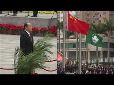 Macau’s new leader oversees flag raising ceremony