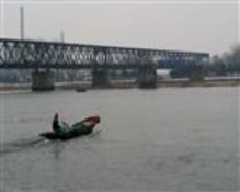 The North Korean port of Siniuju, seen from the Yalou River