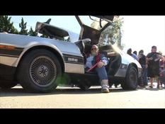 The DeLorean of "Back to the Future" arrived Wednesday