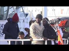 The ship Aita Mari docks in Messina with the rescued migrants