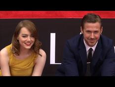 Emma Stone and Ryan Gosling at the Chinese Theater in Hollywood