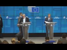 Tusk and Juncker conference after EU summit in Brussels