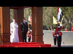 Pope Francis welcomed by Iraqi President at Presidential Palace